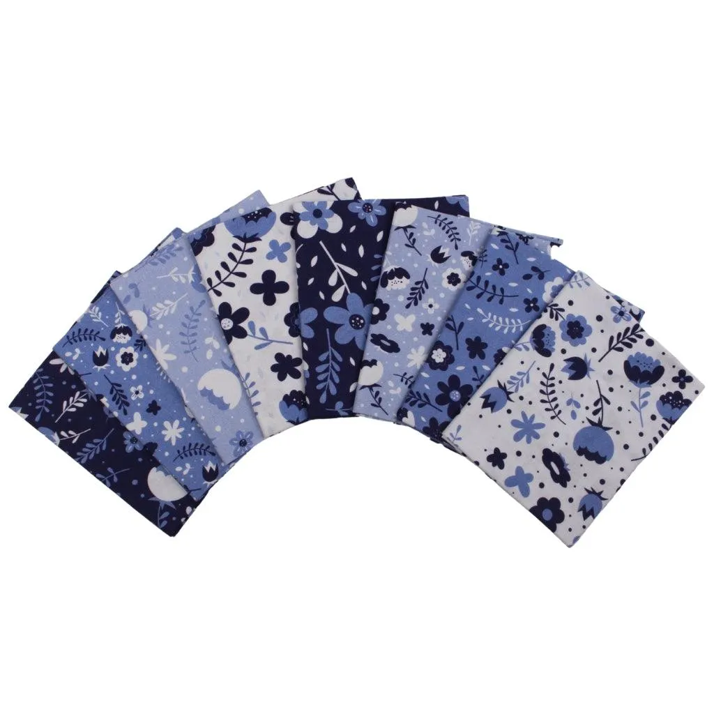 Floral Blues 8 Piece Cotton Fat Quarter Bundle
