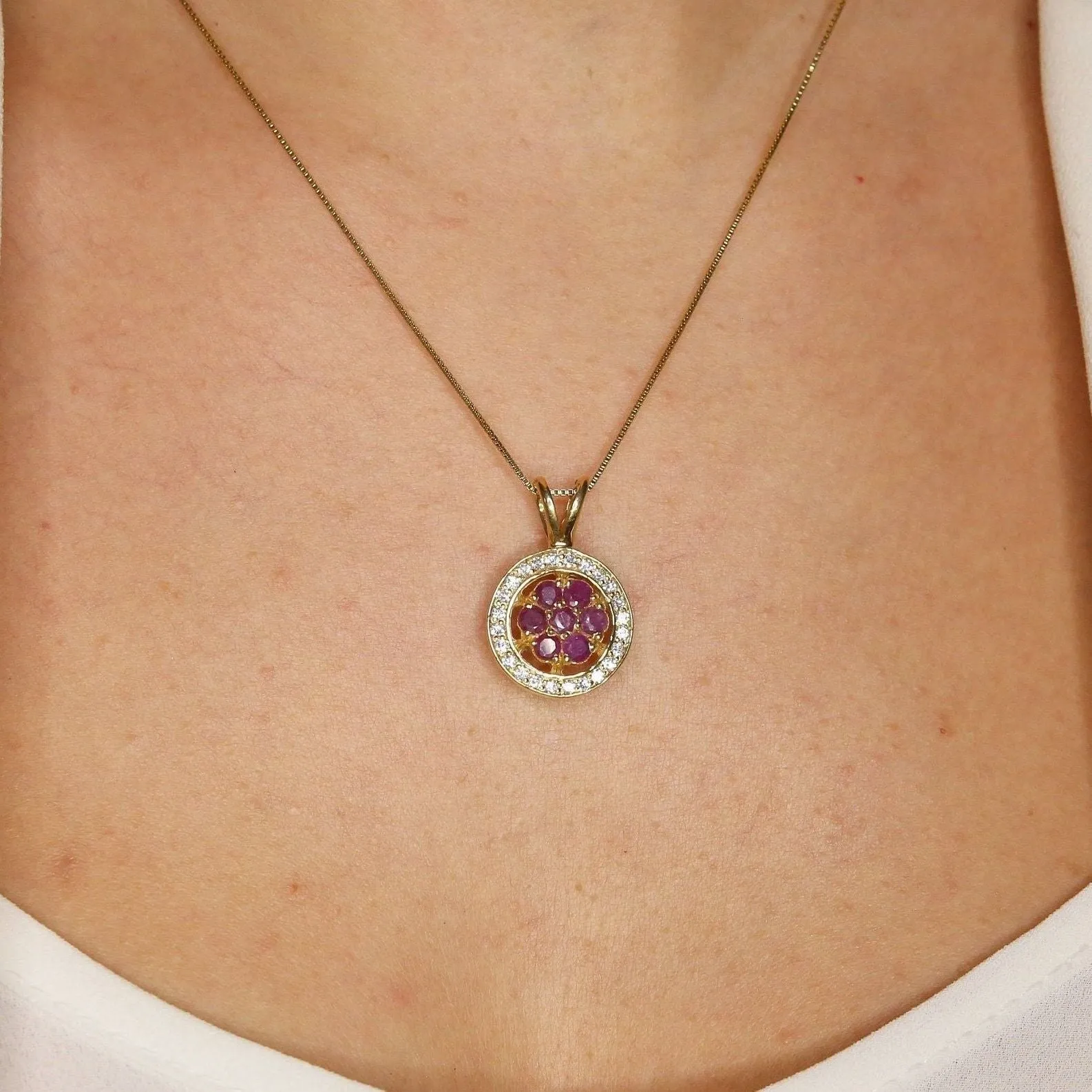 Gold Emerald Pendant - Flower Emerald Necklace - Green Cluster Necklace