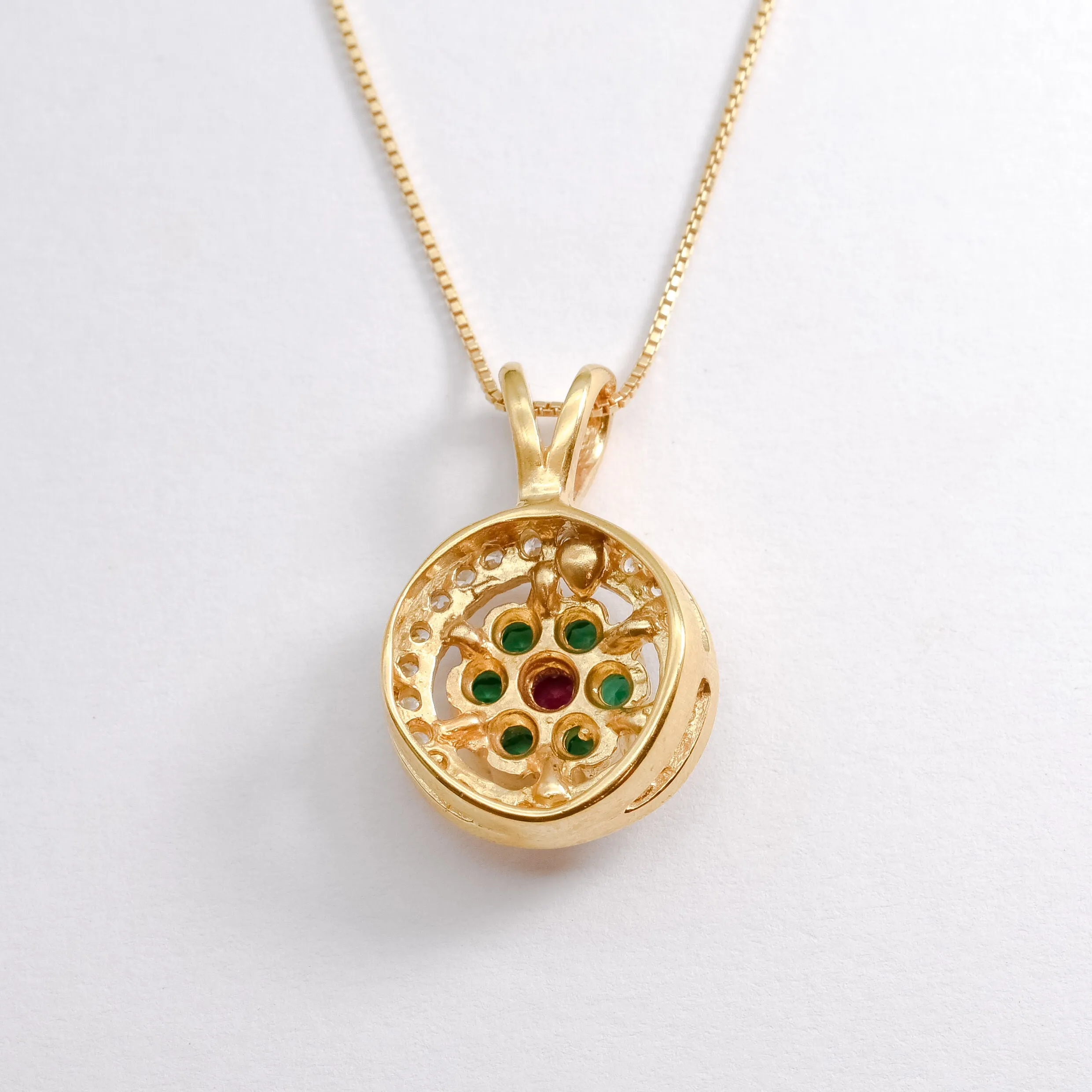 Gold Emerald Pendant - Flower Emerald Necklace - Green Cluster Necklace