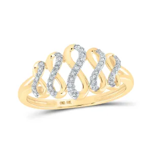 Gold Fashion Infinity Ring 1/10 Cttw Round Natural Diamond Womens (1.86 grams)