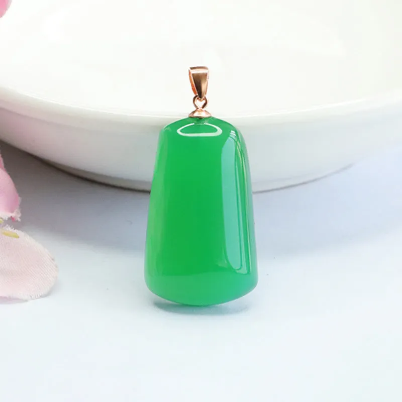 Green Chalcedony Sterling Silver Pendant Necklace