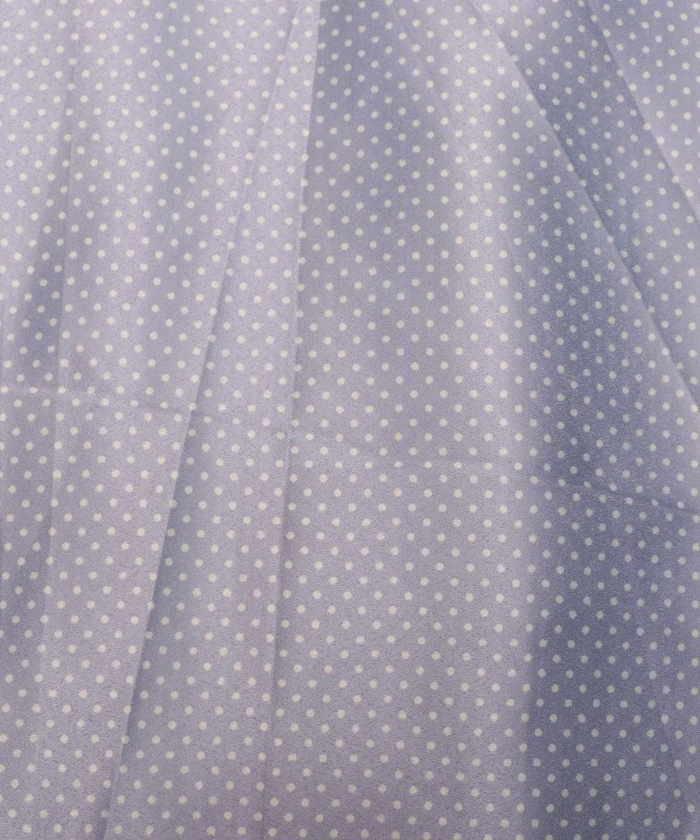 Grey Colour Polka Design Satin Moss Fabric