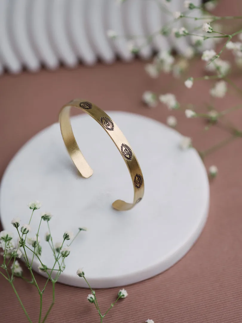 Hand Stamped - Stack of 5 Adjustable Brass Bracelets (Anti Tarnish)