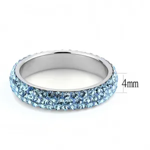 High polished (no plating) Stainless Steel Ring with Top Grade Crystal in Sea Blue for Women Style TK3535