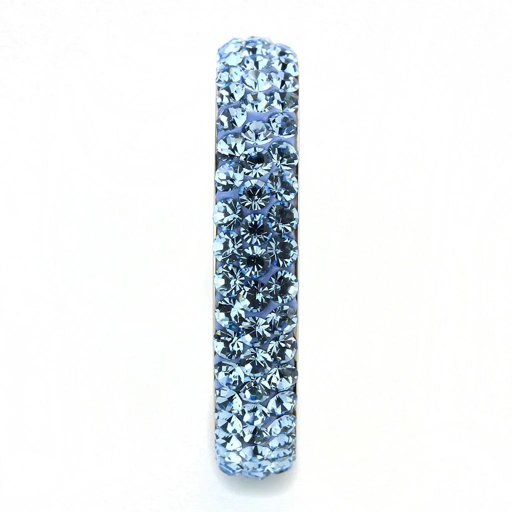 High polished (no plating) Stainless Steel Ring with Top Grade Crystal in Sea Blue for Women Style TK3535
