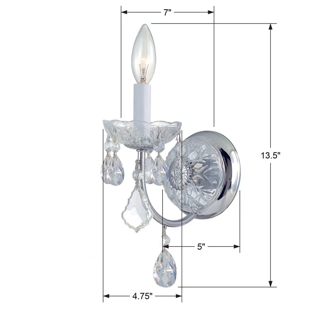 Imperial 1 Light Clear Italian Crystal Polished Chrome Sconce
