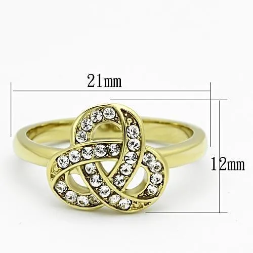 IP Gold(Ion Plating) Stainless Steel Ring with Top Grade Crystal in Clear for Women Style TK1111