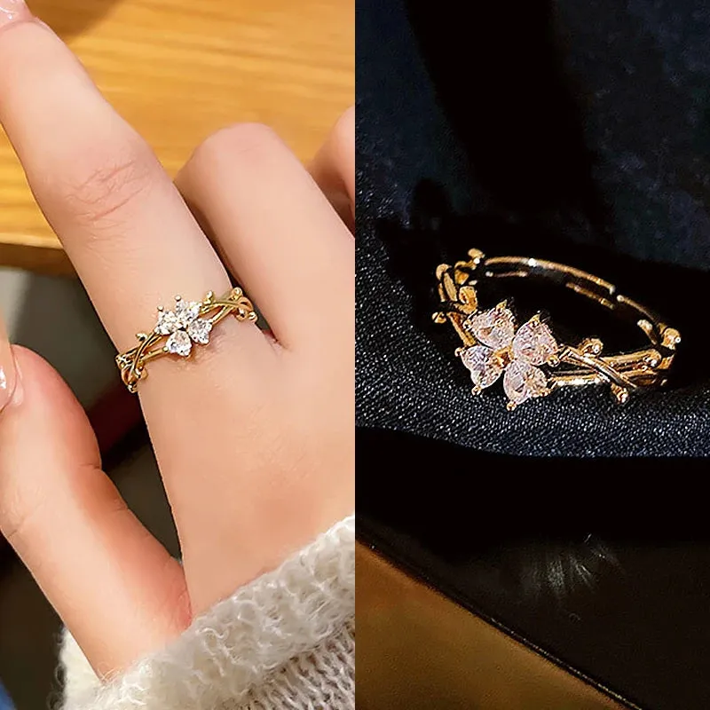 Irregular Hollow Opening Rings For Women Stainless Steel Gold Color Copper Geometric Ring Fashion Simple Party Christmas Jewelry