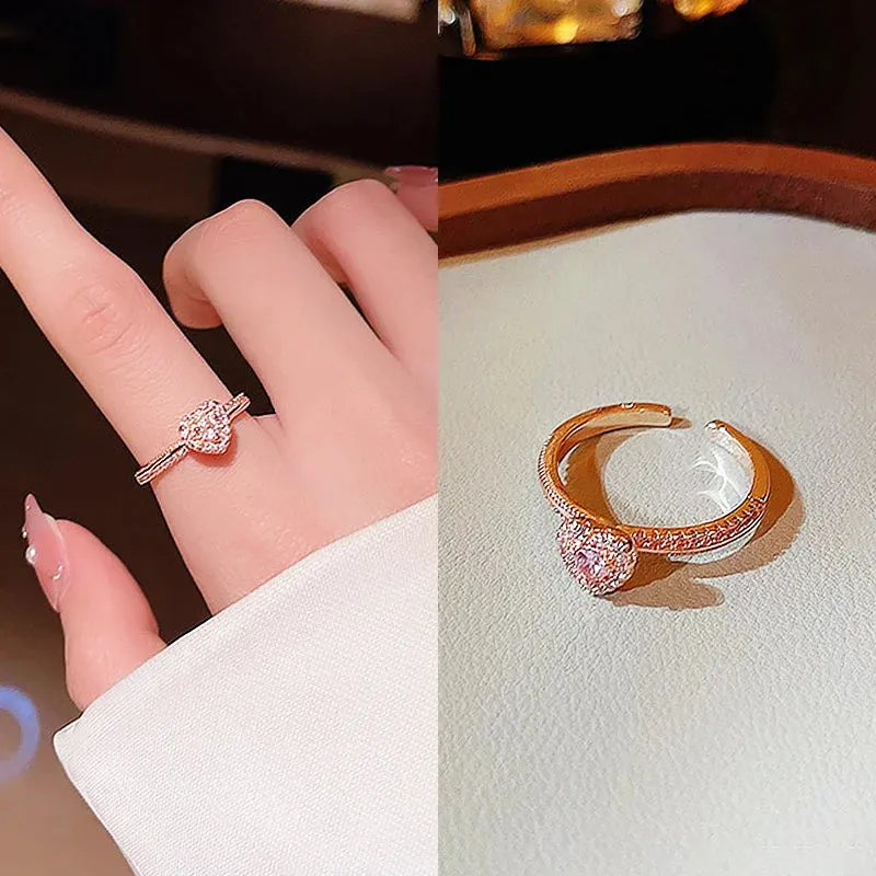 Irregular Hollow Opening Rings For Women Stainless Steel Gold Color Copper Geometric Ring Fashion Simple Party Christmas Jewelry