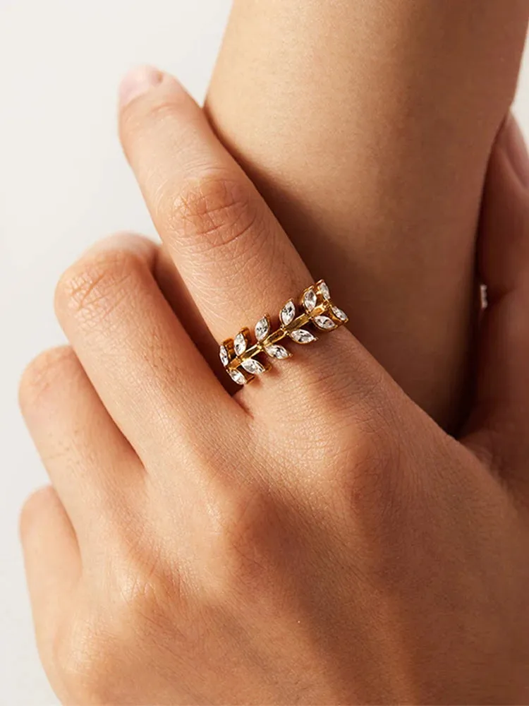 Irregular Hollow Opening Rings For Women Stainless Steel Gold Color Copper Geometric Ring Fashion Simple Party Christmas Jewelry