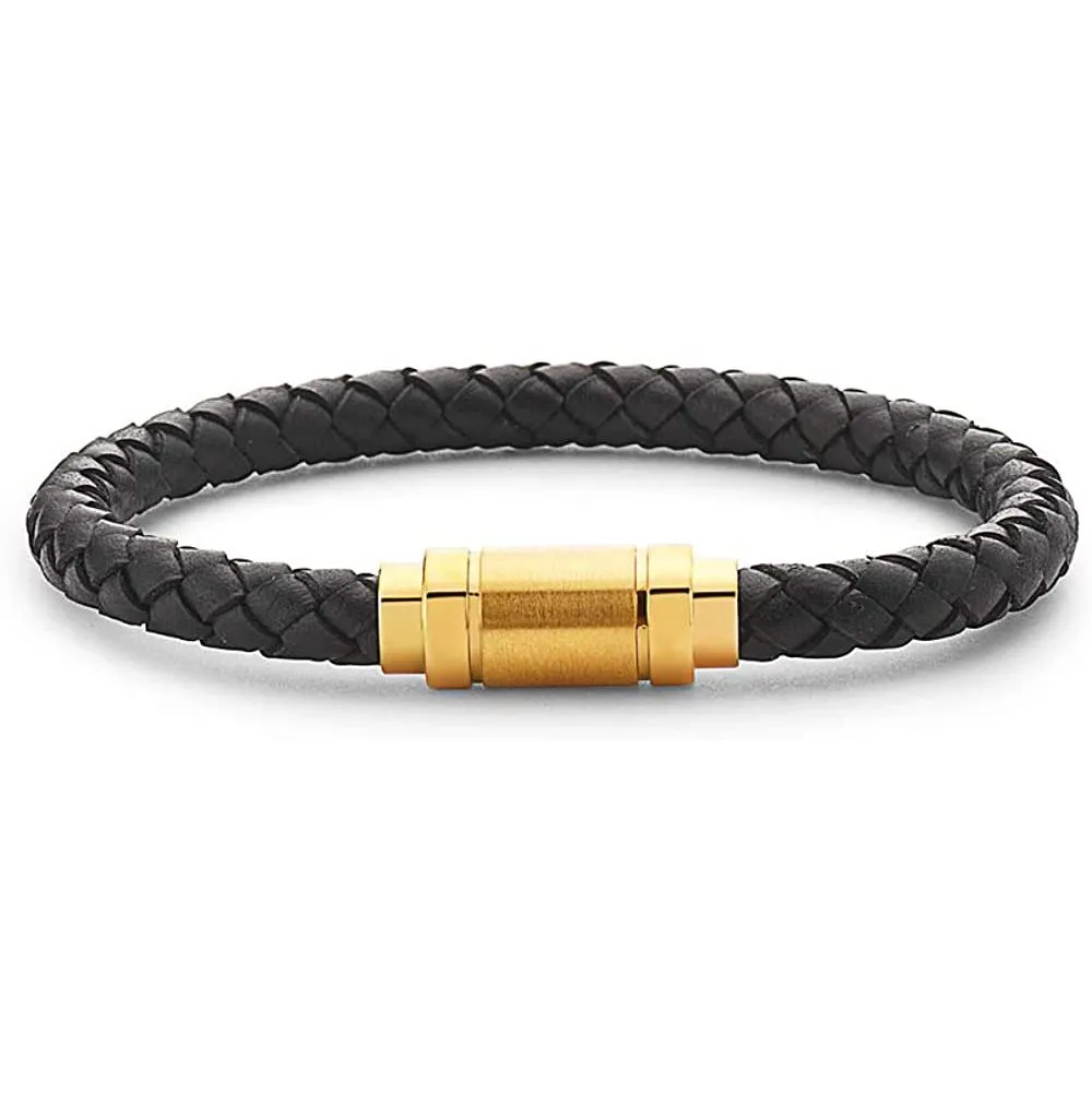Jarrix Steel Men's Bracelet Leather Stainless Steel Magnetic Closure