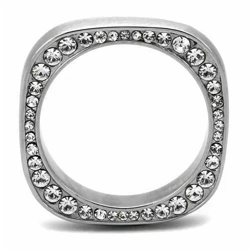 Jewellery Kingdom Ladies 4mm Band Cz Stainless Steel Wedding Thumb Unique Stamped Ring (Silver)