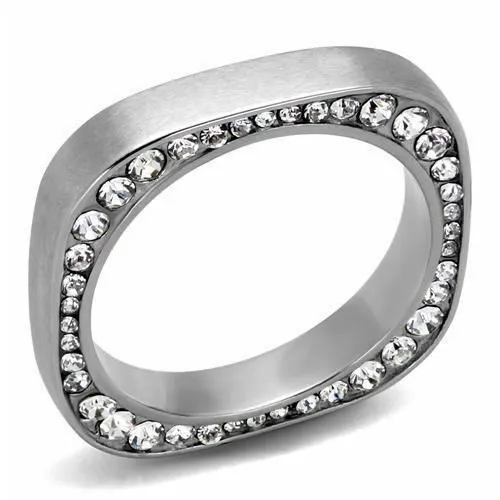 Jewellery Kingdom Ladies 4mm Band Cz Stainless Steel Wedding Thumb Unique Stamped Ring (Silver)
