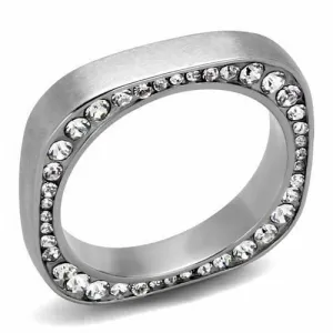 Jewellery Kingdom Ladies 4mm Band Cz Stainless Steel Wedding Thumb Unique Stamped Ring (Silver)