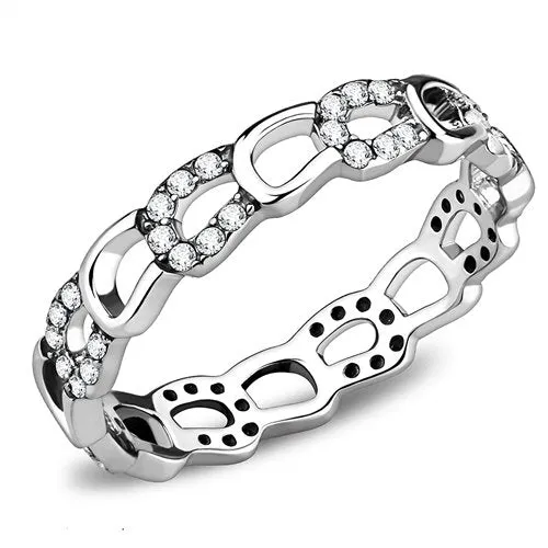 Jewellery Kingdom Ladies CZ Band 4mm Full Eternity 1 Carat Pretty Stainless Steel Ring (Silver)