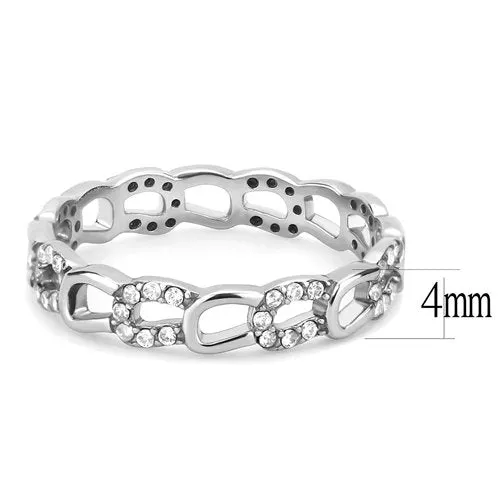 Jewellery Kingdom Ladies CZ Band 4mm Full Eternity 1 Carat Pretty Stainless Steel Ring (Silver)