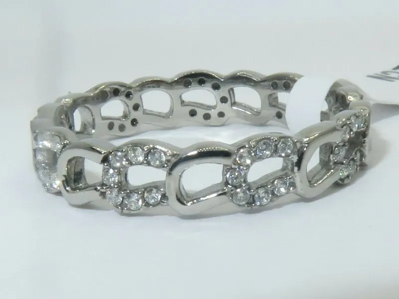 Jewellery Kingdom Ladies CZ Band 4mm Full Eternity 1 Carat Pretty Stainless Steel Ring (Silver)