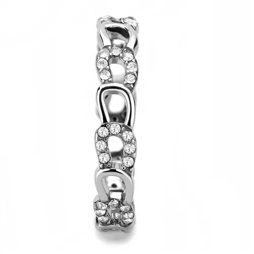 Jewellery Kingdom Ladies CZ Band 4mm Full Eternity 1 Carat Pretty Stainless Steel Ring (Silver)