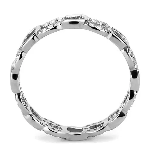 Jewellery Kingdom Ladies CZ Band 4mm Full Eternity 1 Carat Pretty Stainless Steel Ring (Silver)