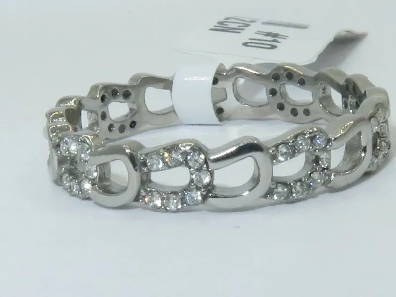 Jewellery Kingdom Ladies CZ Band 4mm Full Eternity 1 Carat Pretty Stainless Steel Ring (Silver)