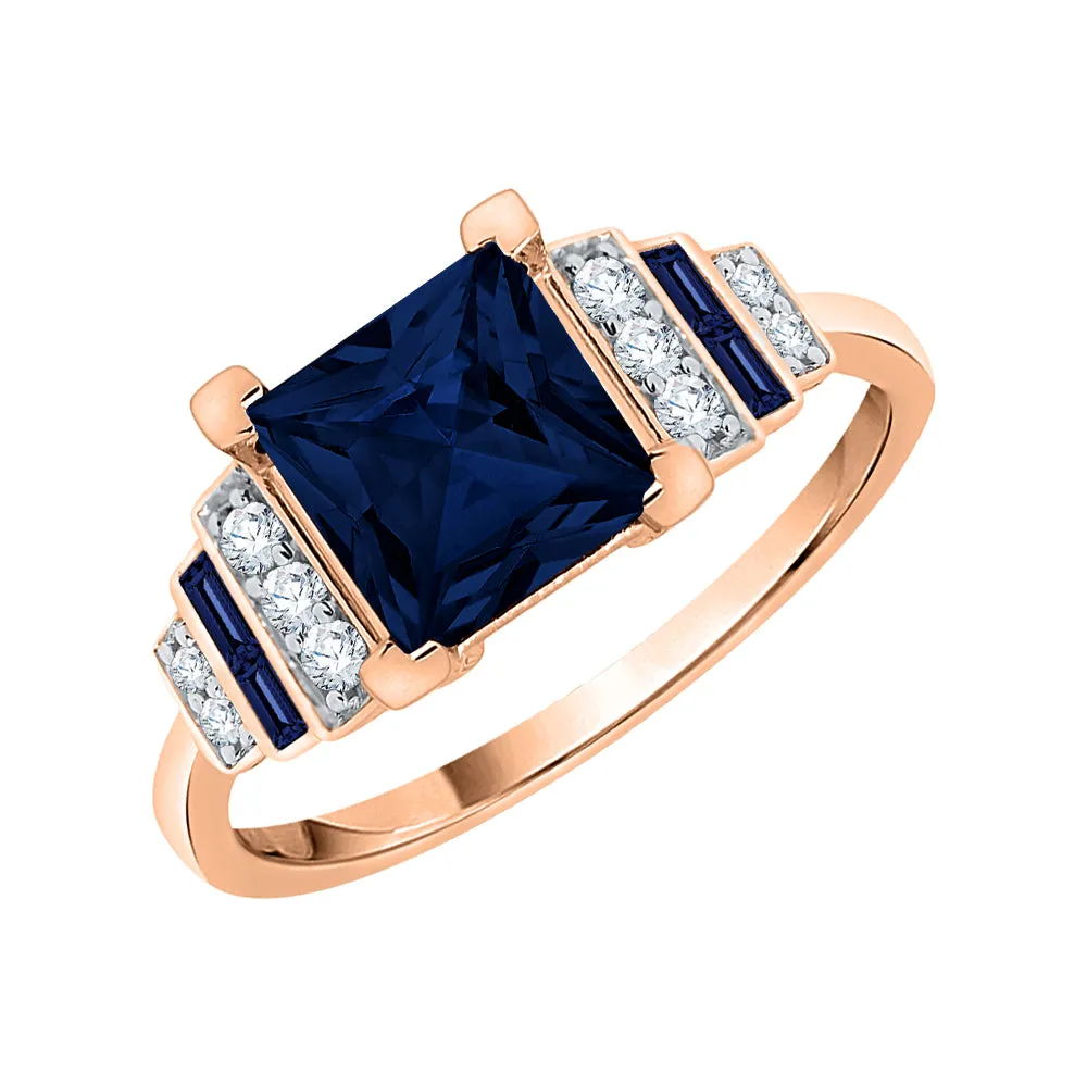 KATARINA 1 1/2 cttw Prong Set Diamond and Blue Sapphire Engagement Ring