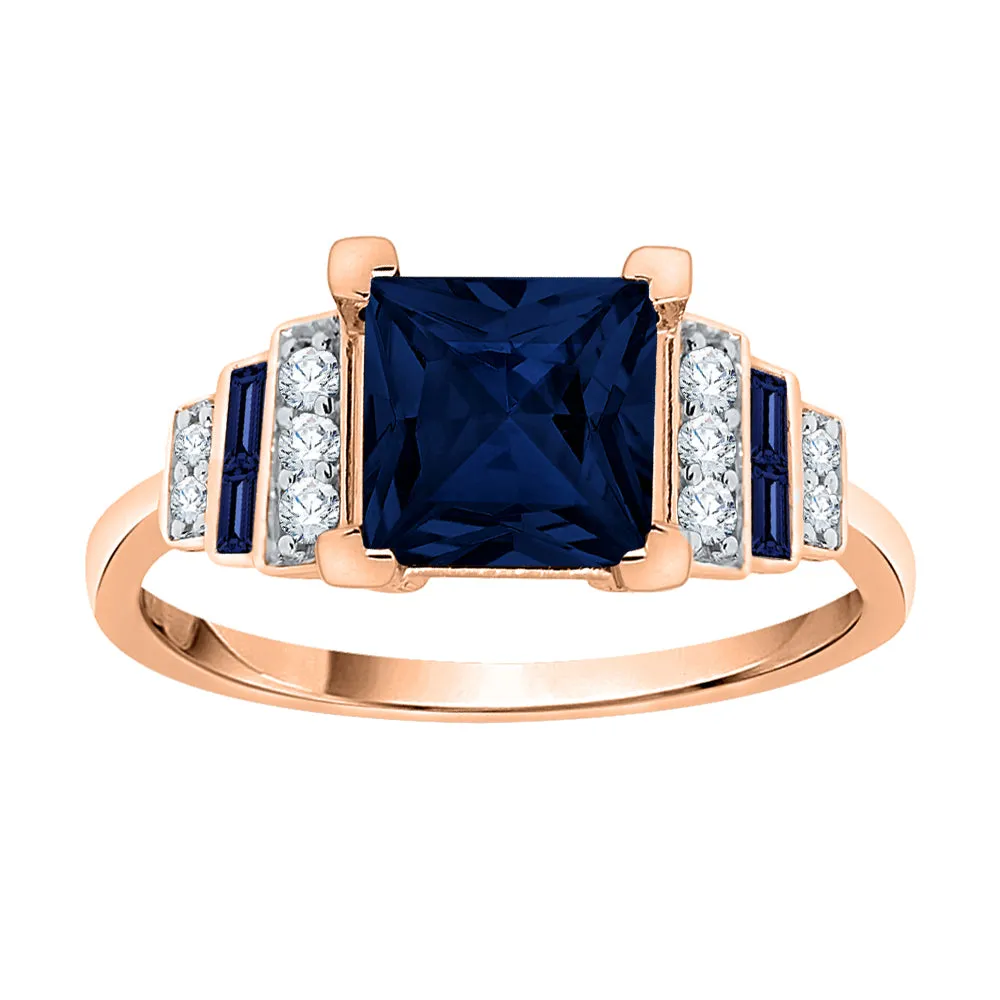 KATARINA 1 1/2 cttw Prong Set Diamond and Blue Sapphire Engagement Ring