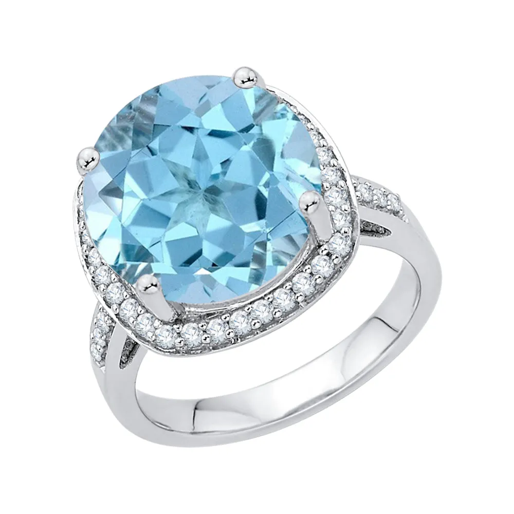KATARINA 5 3/4 cttw G-H I2-I3 Diamond and Gemstone Halo Engagement Ring