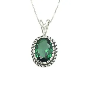 Large Emerald Necklace - Green Victorian Pendant - Vintage Emerald Necklace