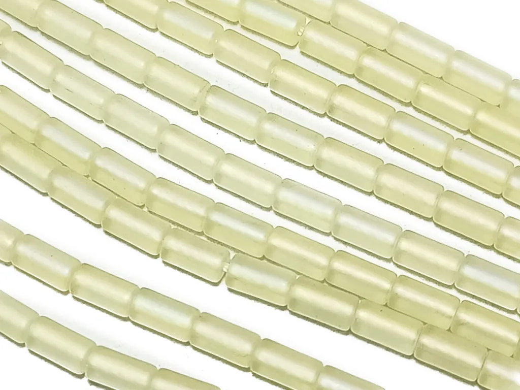Light Yellow Frosted Pipe Shaped Crystal Beads