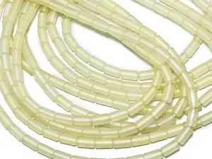 Light Yellow Frosted Pipe Shaped Crystal Beads