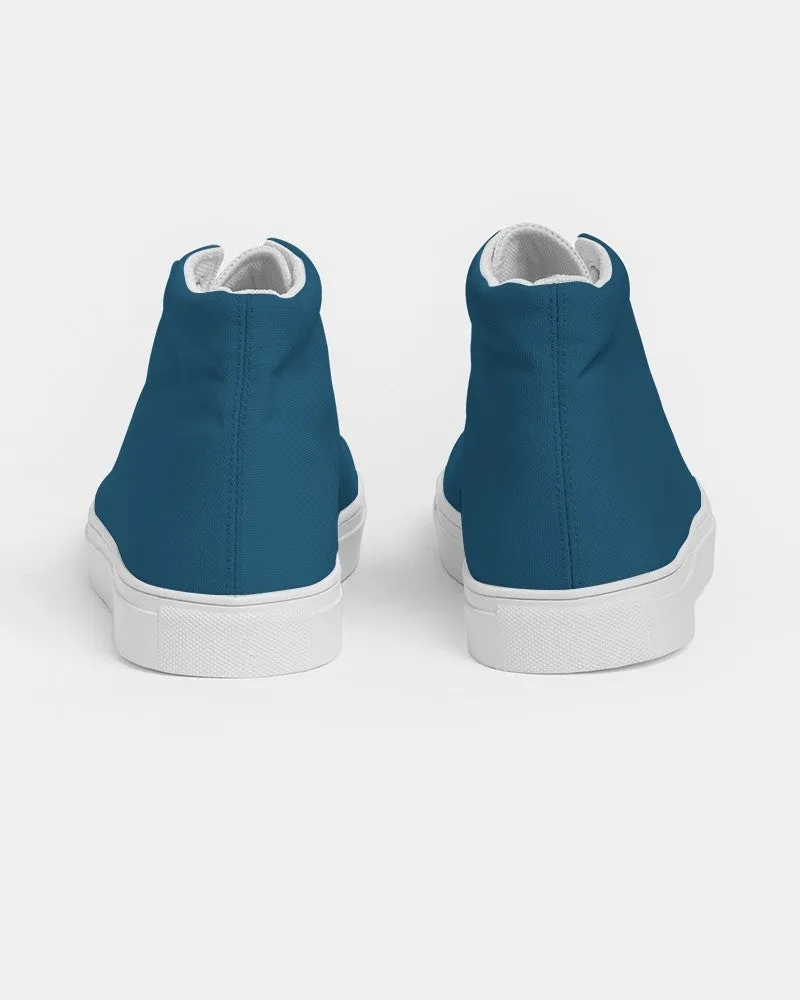 Medium Dark Blue Cyan Men's High-top Canvas Sneakers | Men's | Medium Dark Pure Blue Cyan | C100M25Y0K60