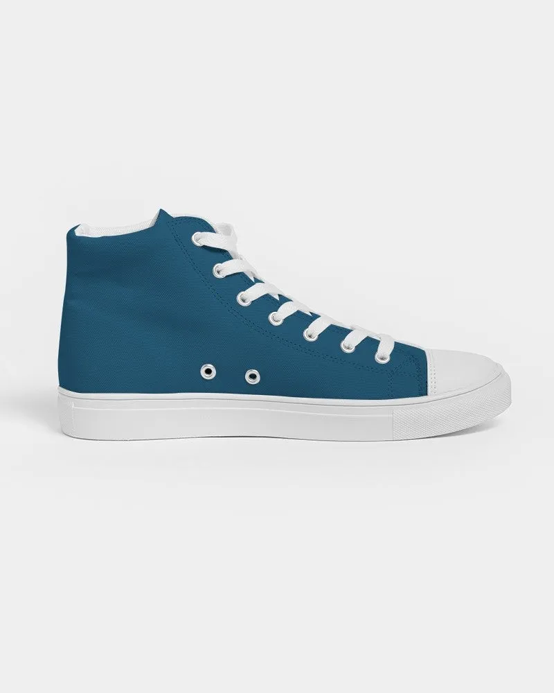 Medium Dark Blue Cyan Men's High-top Canvas Sneakers | Men's | Medium Dark Pure Blue Cyan | C100M25Y0K60