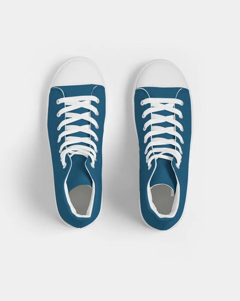 Medium Dark Blue Cyan Men's High-top Canvas Sneakers | Men's | Medium Dark Pure Blue Cyan | C100M25Y0K60