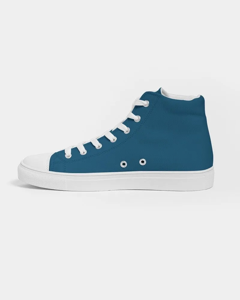 Medium Dark Blue Cyan Men's High-top Canvas Sneakers | Men's | Medium Dark Pure Blue Cyan | C100M25Y0K60