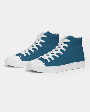 Medium Dark Blue Cyan Men's High-top Canvas Sneakers | Men's | Medium Dark Pure Blue Cyan | C100M25Y0K60