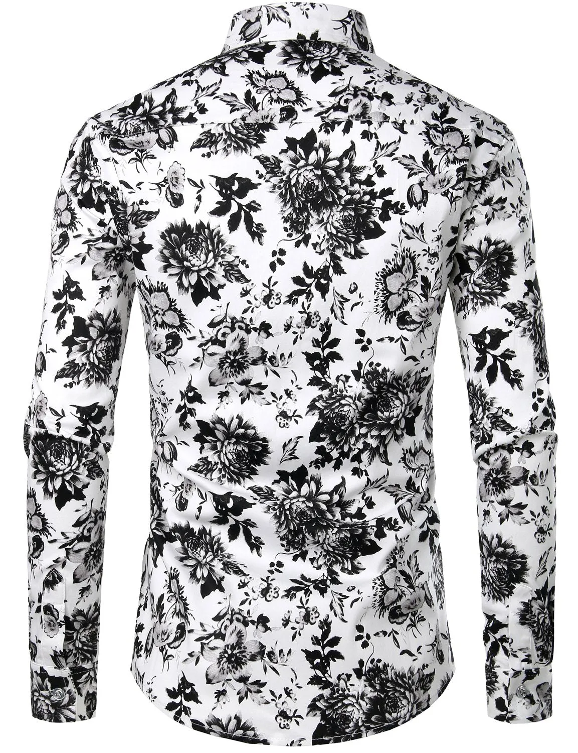 Men's Floral  Cotton Casual Button Down Long Sleeve Shirt