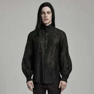 Men's Gothic Stand Collar Floral Embroidered Shirt