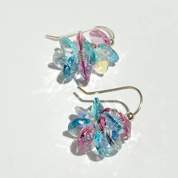 Mini Crystal Cluster Short Dangle Earrings - Color Options