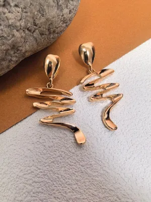 Minimalist Gold Twisted Drop Statement Dangle Earrings