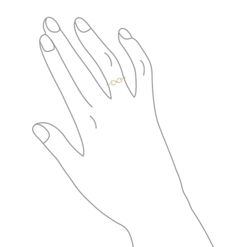 Minimalist Silver Ring: Knuckle Finger Stackable Love Knot Infinity Thin Band