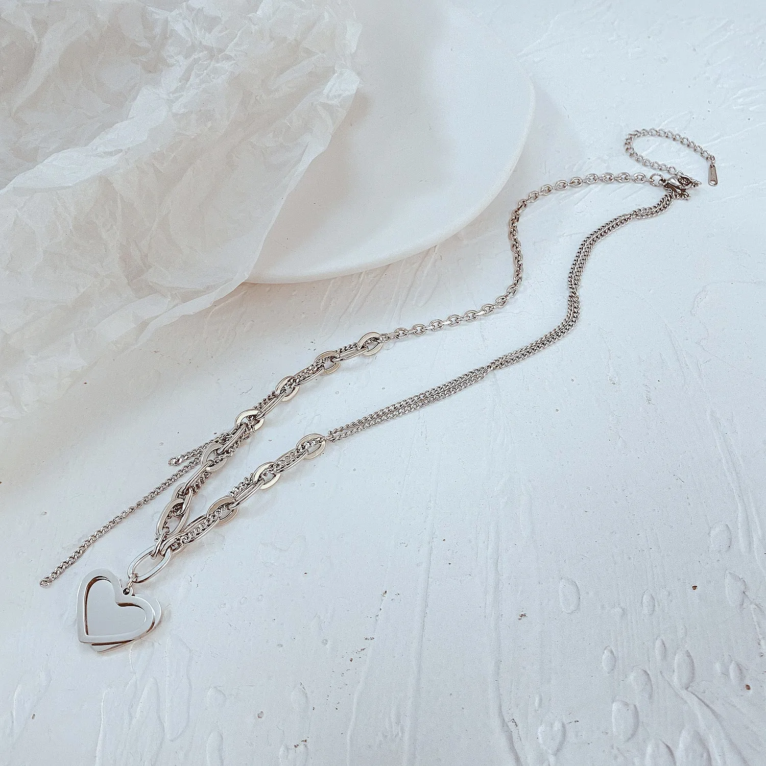 NEHZUS Jewellery Hip Hop Niche Design Girly Love Tassel Stainless Steel Necklace