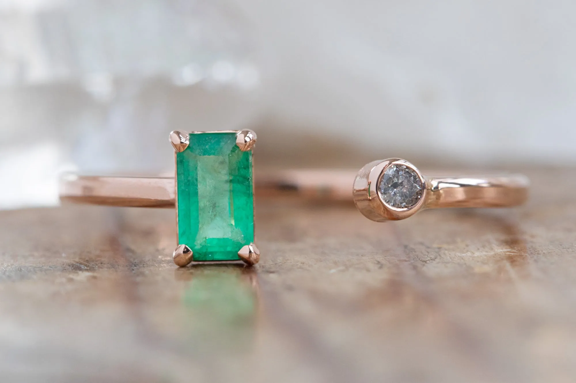 Open Cuff Emerald   Diamond Ring