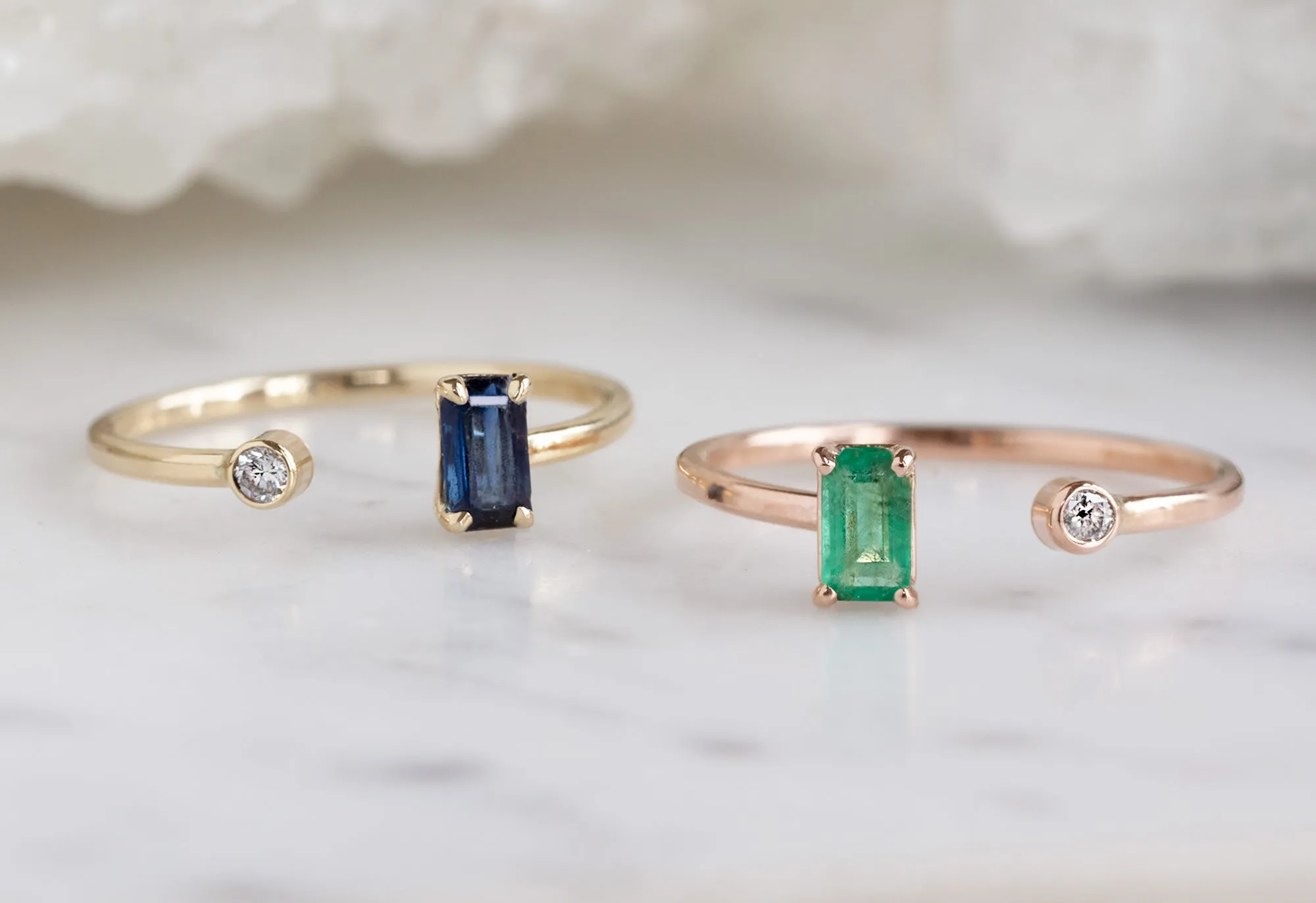 Open Cuff Emerald   Diamond Ring