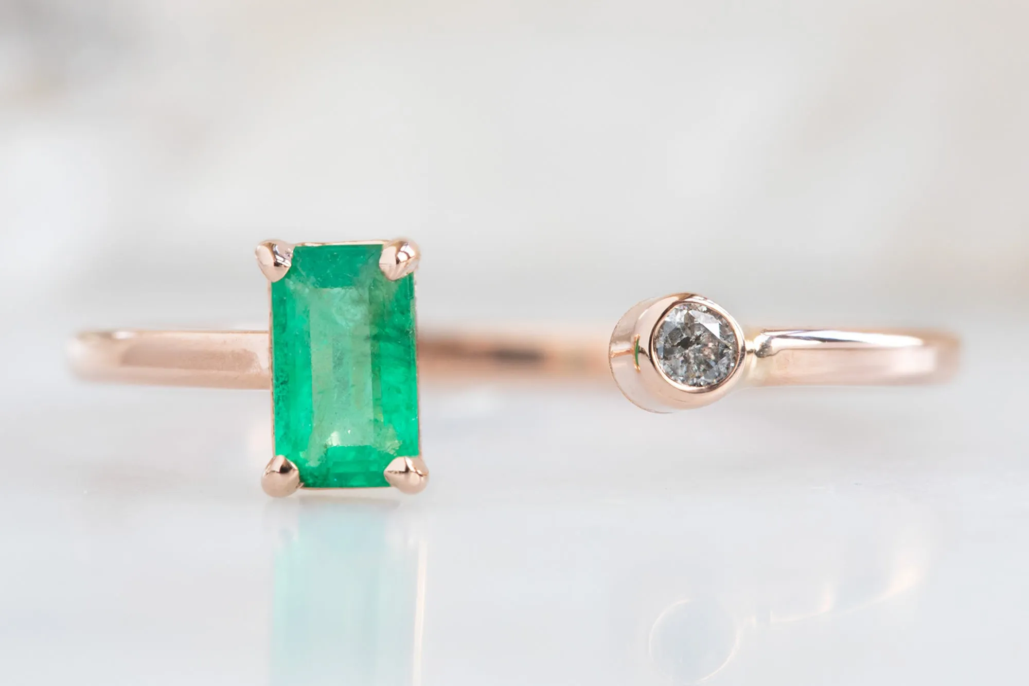 Open Cuff Emerald   Diamond Ring