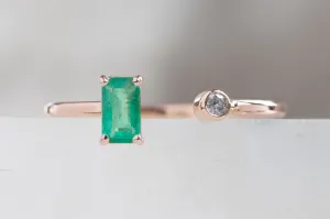 Open Cuff Emerald   Diamond Ring