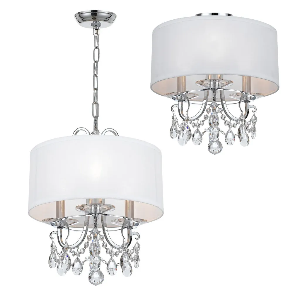 Othello 3 Light Clear Crystal Polished Chrome Mini Chandelier