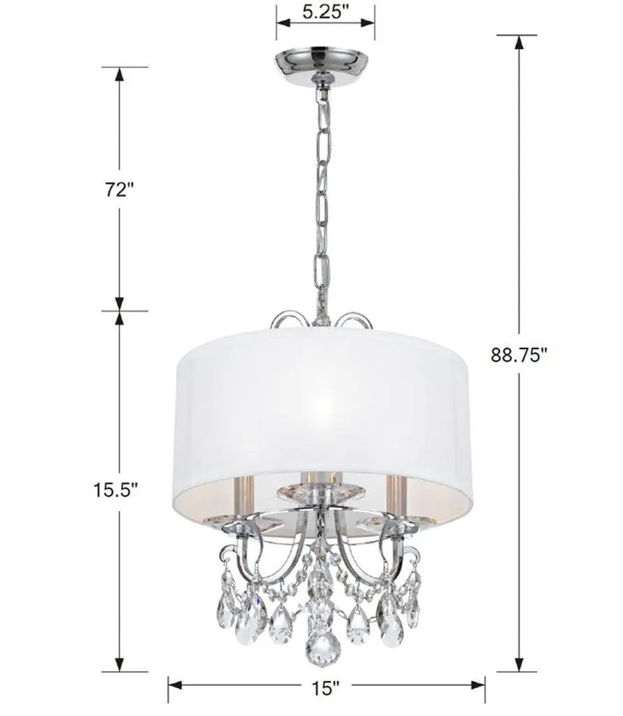 Othello 3 Light Clear Crystal Polished Chrome Mini Chandelier
