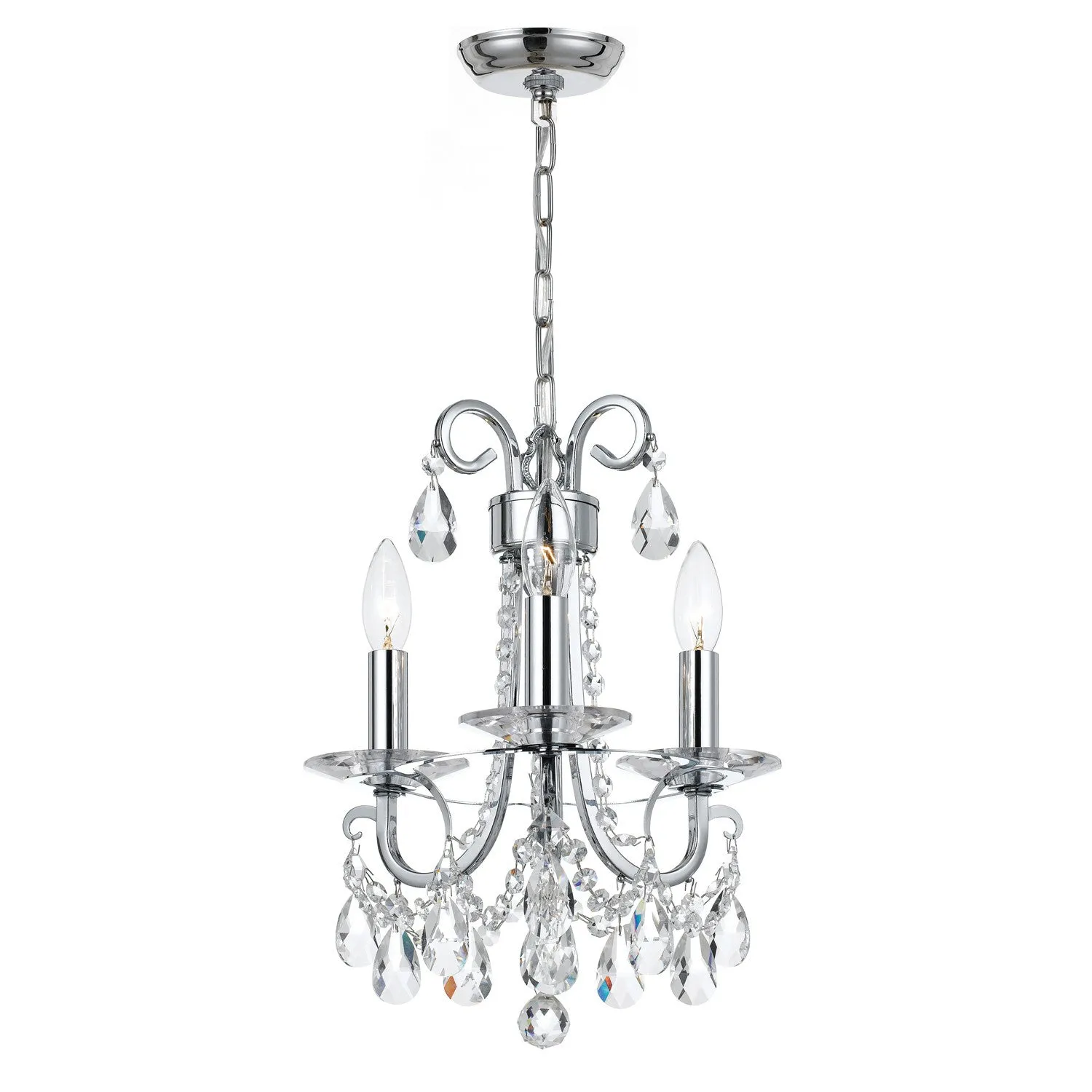 Othello 3 Light Spectra Crystal Polished Chrome Mini Chandelier