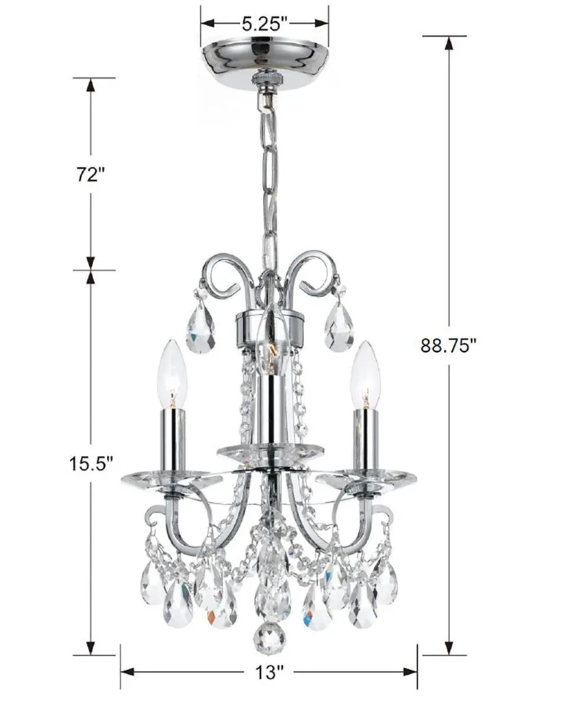 Othello 3 Light Spectra Crystal Polished Chrome Mini Chandelier