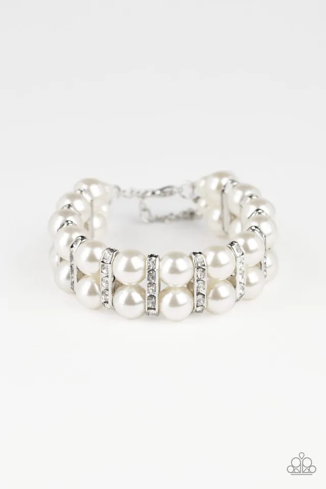 Paparazzi Bracelet ~ Glowing Glam - White